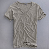 Bawełniany t-shirt z dekoltem w serek i krótkimi rękawami