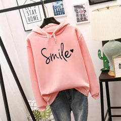 Damska bluza z kapturem z napisem Smile