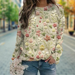 Dzianinowy sweter typu pullover z kwiatowym nadrukiem