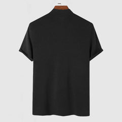 Elastyczny t-shirt bawełniany z wysokim kołnierzem