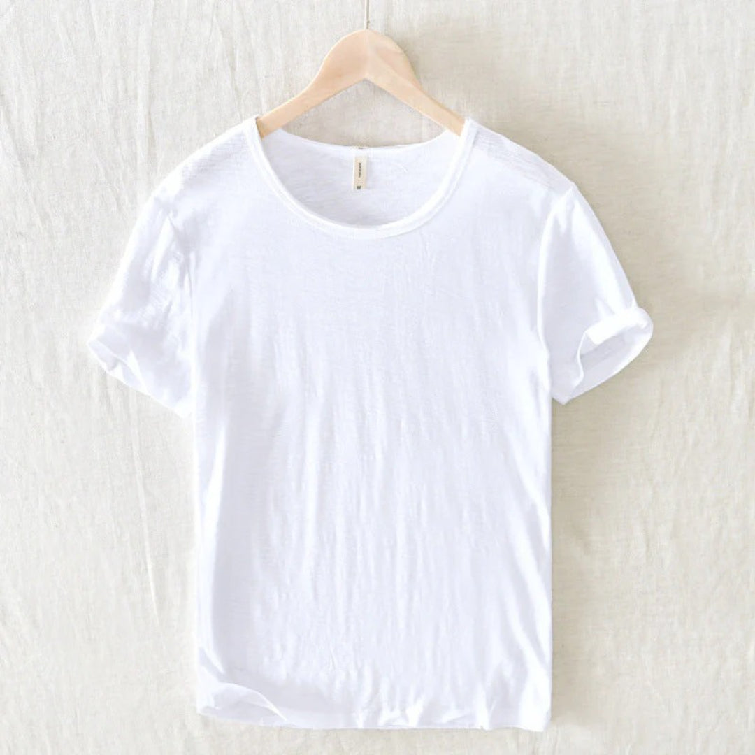 Bawełniany t-shirt z okrągłym dekoltem i krótkimi rękawami