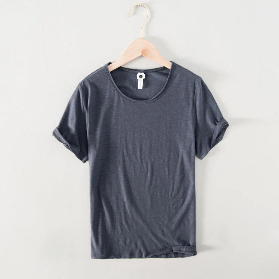 Bawełniany t-shirt z okrągłym dekoltem i krótkimi rękawami