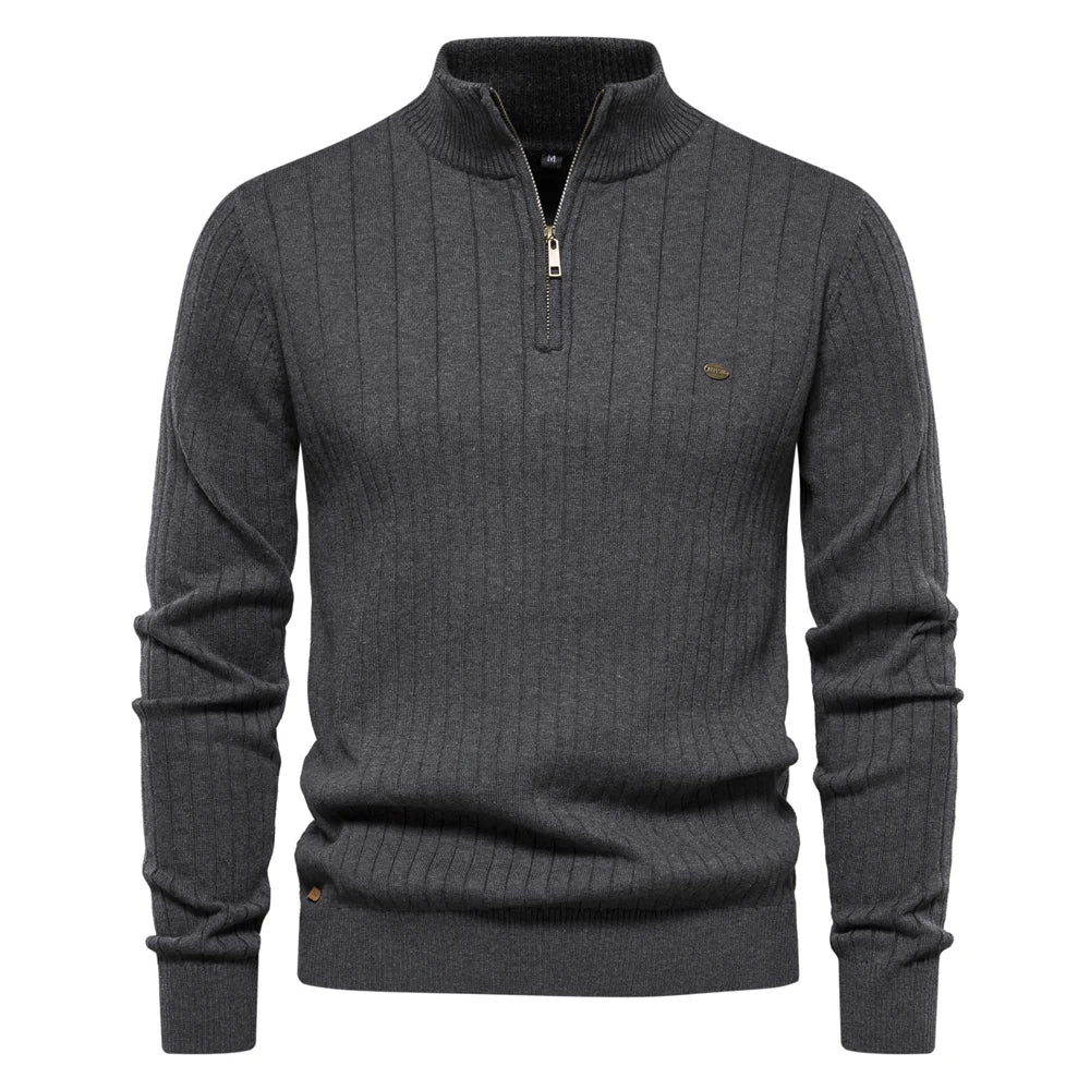 Bluza męska z zamkiem i stójką, bawełna