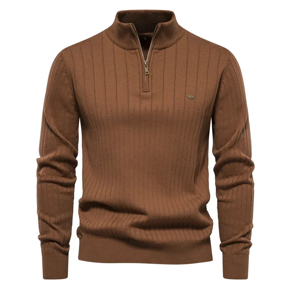 Bluza męska z zamkiem i stójką, bawełna
