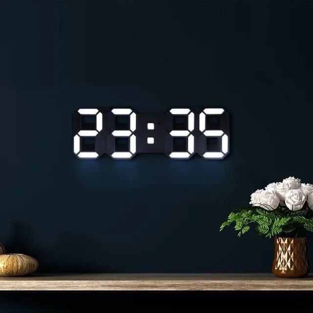 Cyfrowy zegar ścienny 3D LED | nowoczesny design, funkcja przyciemniania