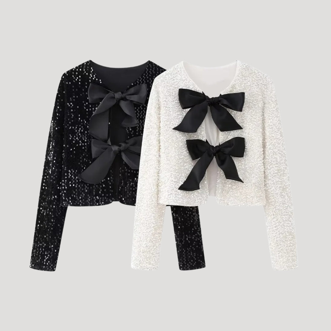 Damski kardigan z cekinami – stylowy wieczorowy design