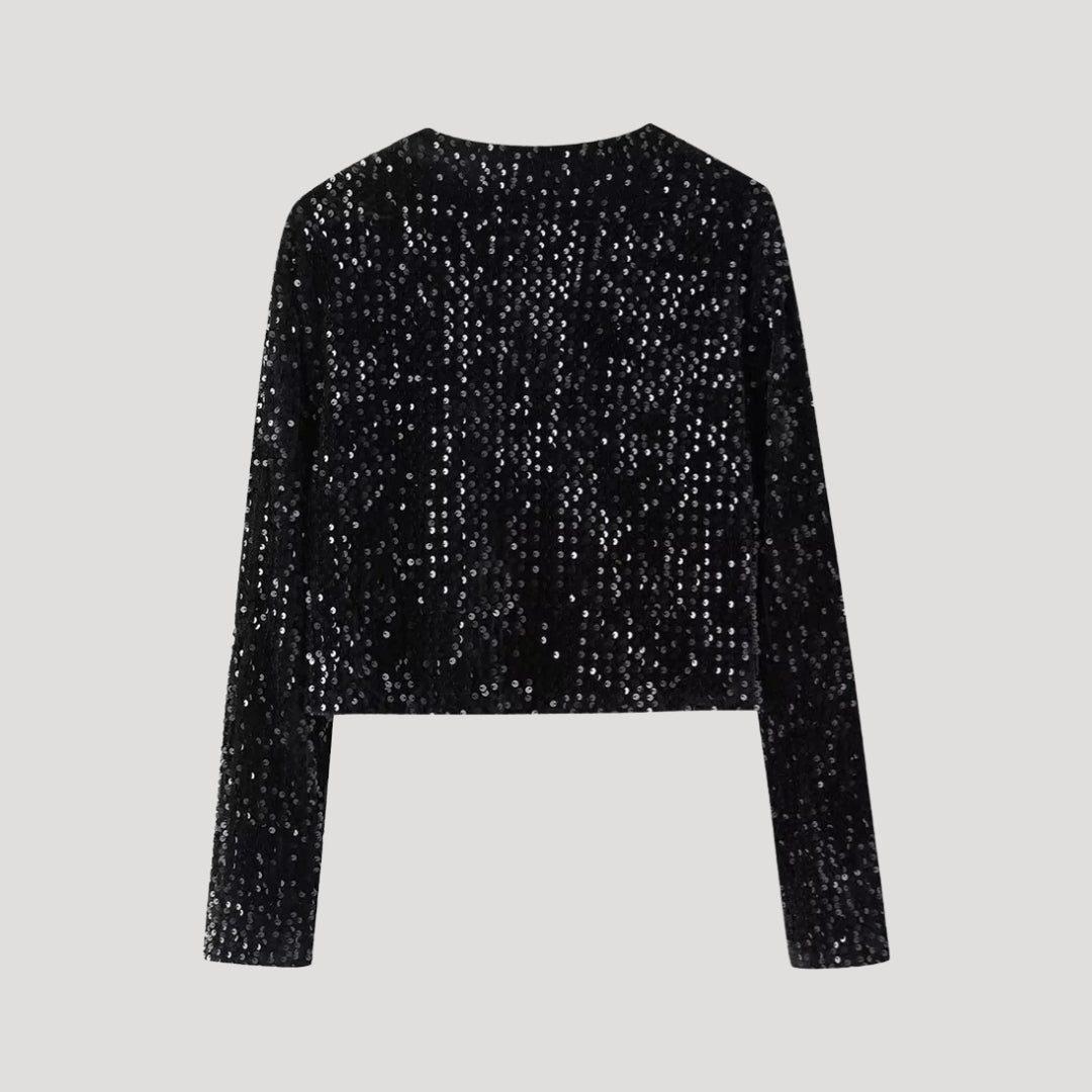Damski kardigan z cekinami – stylowy wieczorowy design