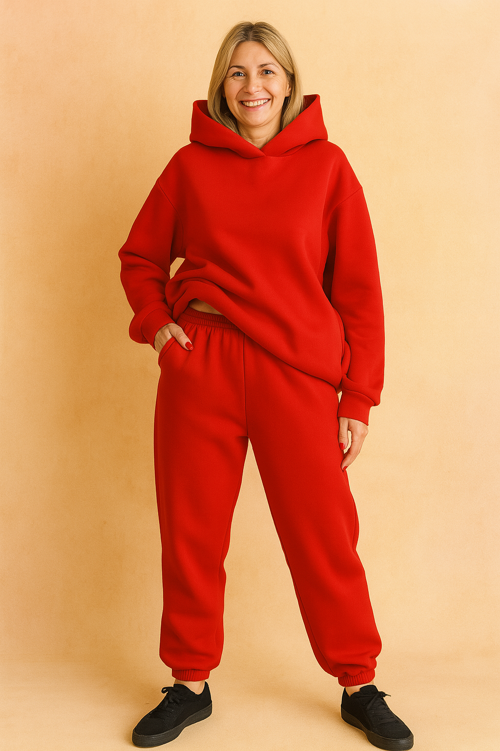 Dres damski dwuczęściowy z kapturem - bluza oversize i spodnie