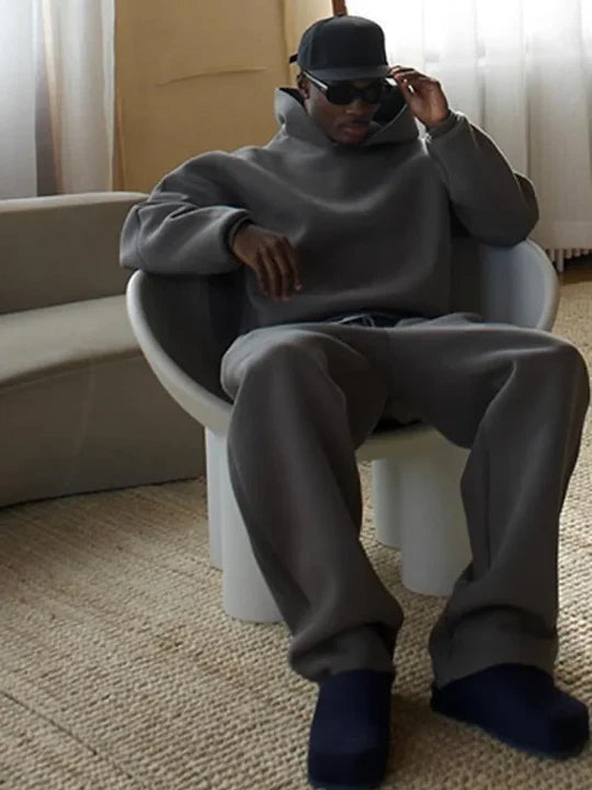 Dres męski luźny krój - bluza z kapturem i spodnie
