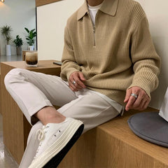 Dzianinowy sweter z kołnierzem i zamkiem typu Quarter-zip