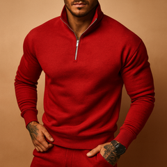 Dzianinowy Sweter Z Krótkim Zamkiem I Stójką – Sweter Typu Pullover