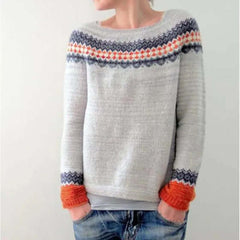 Kaszmirowy dzianinowy sweter Fair Isle z okrągłym dekoltem