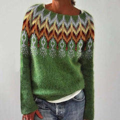 Kaszmirowy dzianinowy sweter Fair Isle z okrągłym dekoltem