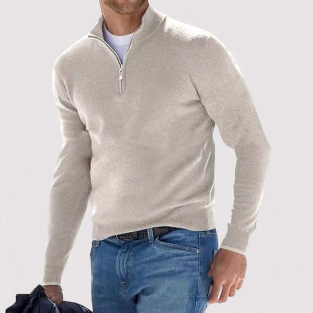 Kaszmirowy dzianinowy sweter z zamkiem