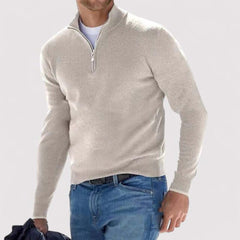 Kaszmirowy dzianinowy sweter z zamkiem