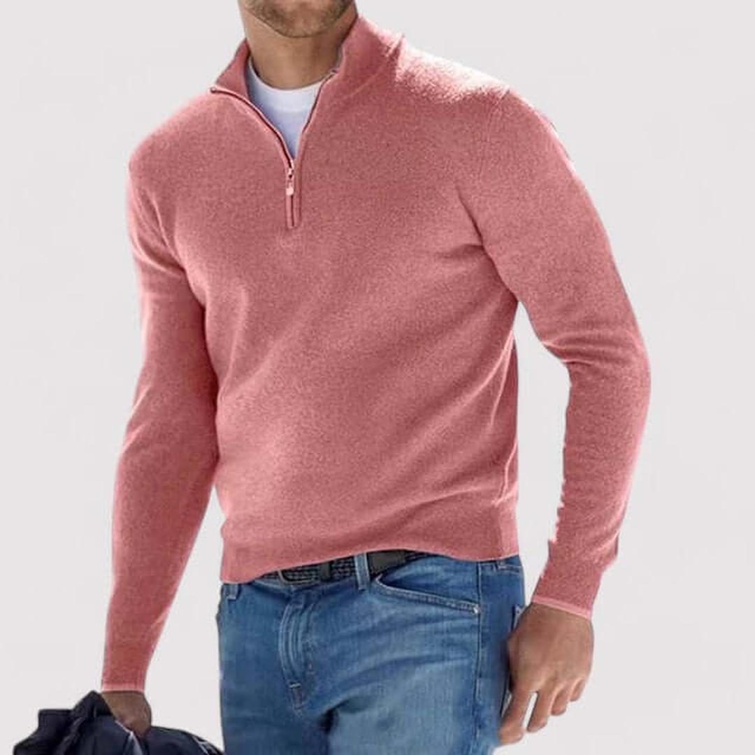 Kaszmirowy dzianinowy sweter z zamkiem