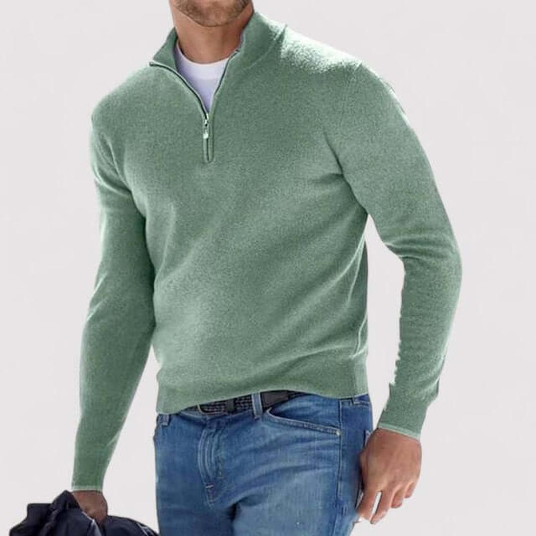 Kaszmirowy dzianinowy sweter z zamkiem