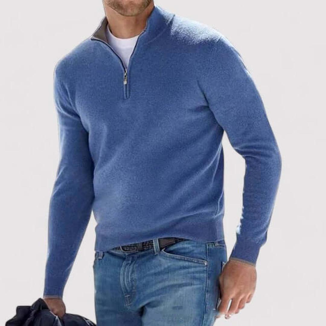 Kaszmirowy dzianinowy sweter z zamkiem