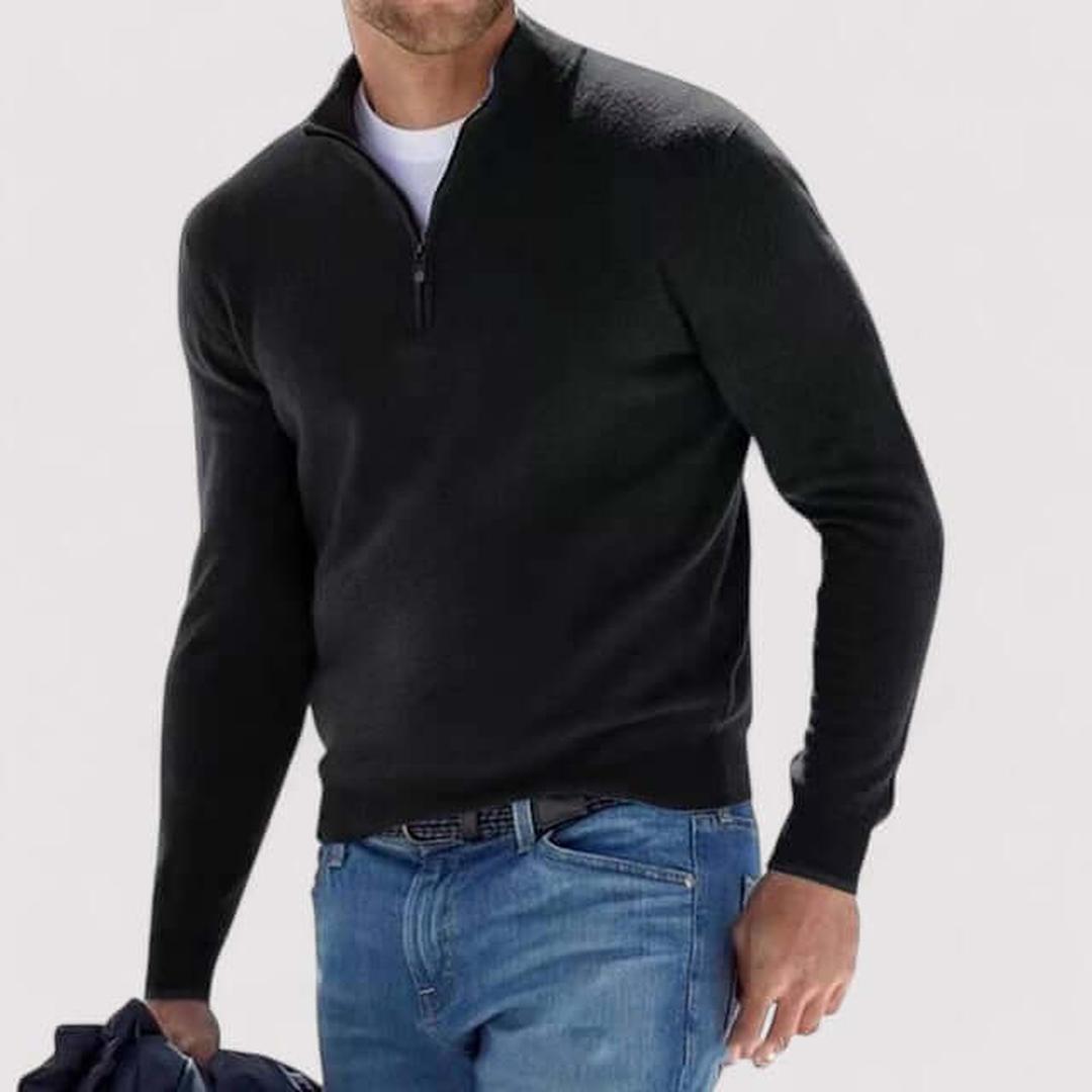 Kaszmirowy dzianinowy sweter z zamkiem