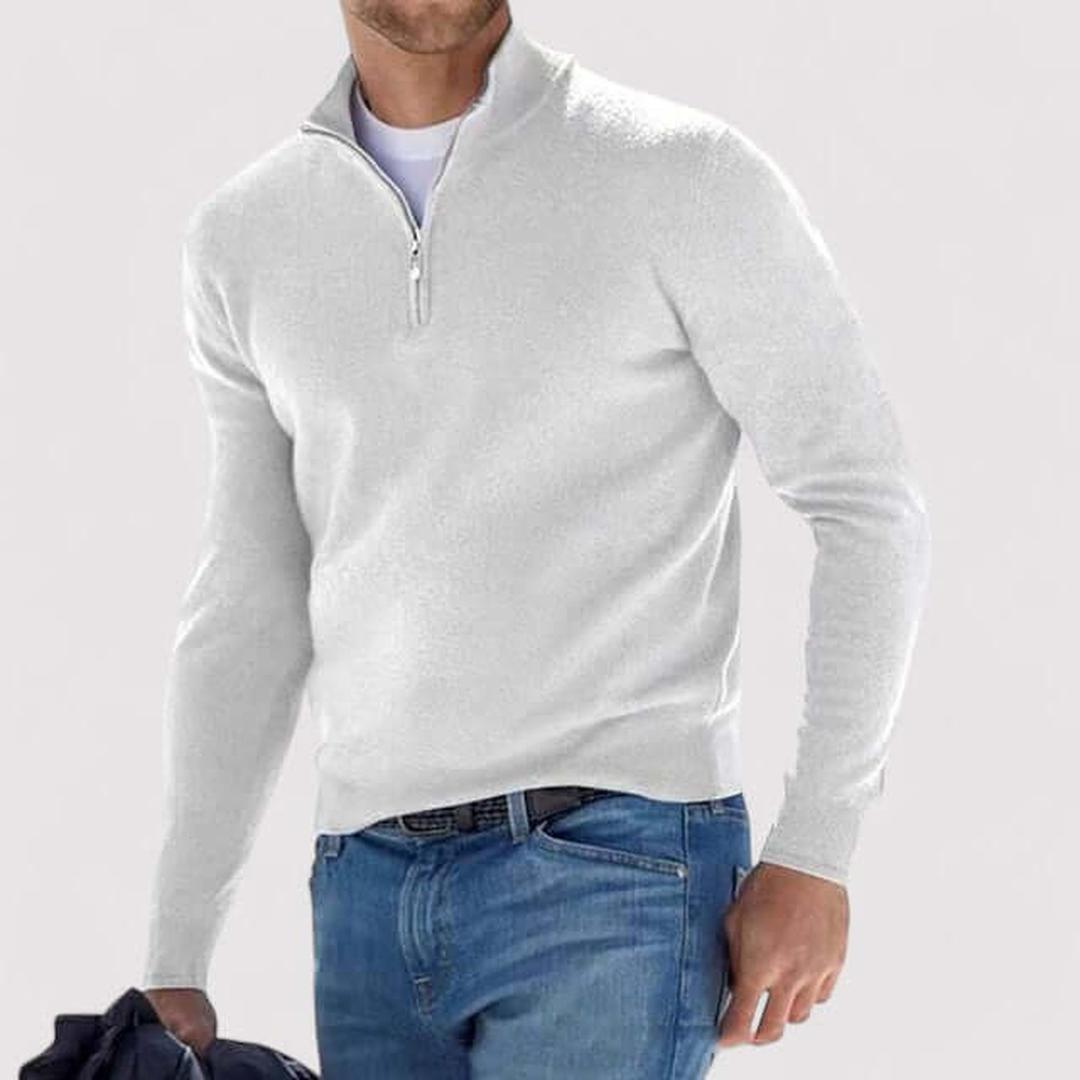 Kaszmirowy dzianinowy sweter z zamkiem