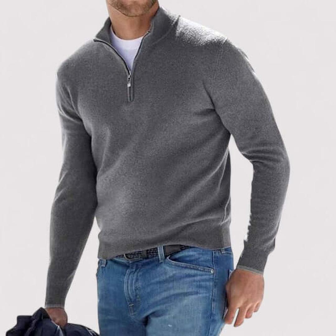 Kaszmirowy dzianinowy sweter z zamkiem